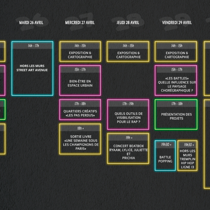 Calendrier Rencontres Urbaines semaine 2