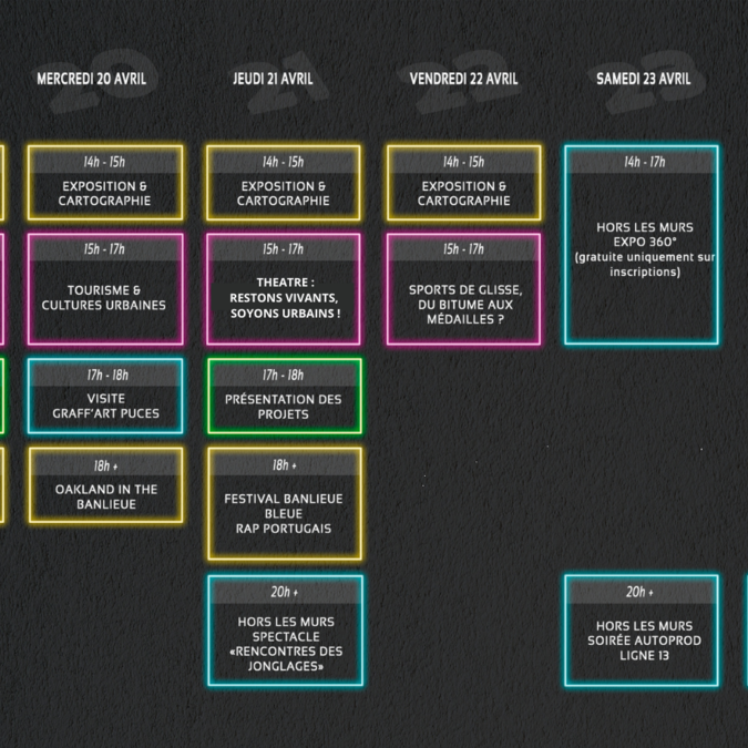 Calendrier Rencontres Urbaines semaine 1